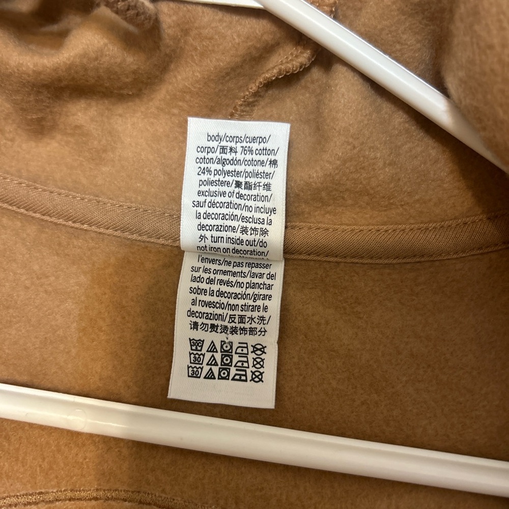 Victoria’s Secret PINK Wide-Leg Fleece Ski Jumpsuit Hoodie OnePiece Camel Medium - Picture 6 of 6